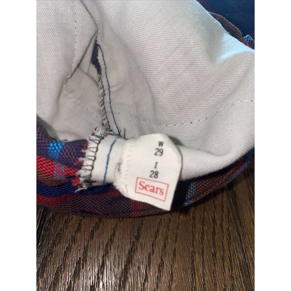 1960’s / 1970s Denim Linen Pants Flare Bell bottom Hippie‎ Boho Red Blue Plaid - Picture 6 of 9